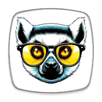 Lémurien avec lunettes de soleil - Magnet carré - blanc - Devant