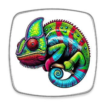 Chameleon - Square fridge magnet - white - Front