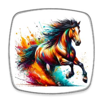 Cheval - Magnet carré - blanc - Devant