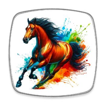 Cheval - Magnet carré - blanc - Devant
