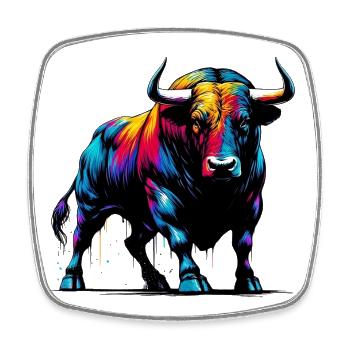 Stier - Viereckiger Kühlschrankmagnet - Weiß - Vorne