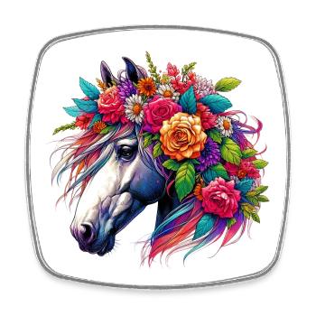Cheval - Magnet carré - blanc - Devant