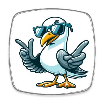 Cool Seagull Sunglasses Coast North Sea Baltic Sea - Square fridge magnet - white - Front