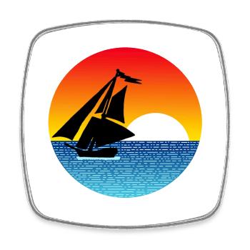 Boot und Sonnenuntergang - Viereckiger Kühlschrankmagnet - Weiß - Vorne