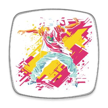 Breakdancer Graffiti - Viereckiger Kühlschrankmagnet - Weiß - Vorne
