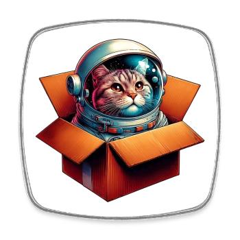 Astronaut Katze - Viereckiger Kühlschrankmagnet - Weiß - Vorne