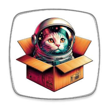 Astronaut Katze - Viereckiger Kühlschrankmagnet - Weiß - Vorne