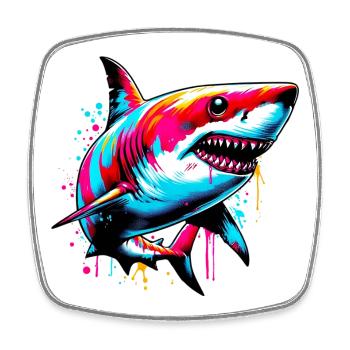Requin - Magnet carré - blanc - Devant