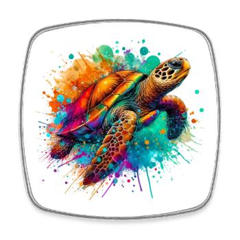 Turtle - Square fridge magnet - white - Front