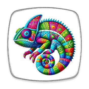 Chameleon - Square fridge magnet - white - Front
