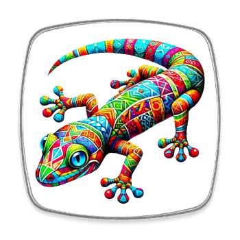 Gecko - Viereckiger Kühlschrankmagnet - Weiß - Vorne