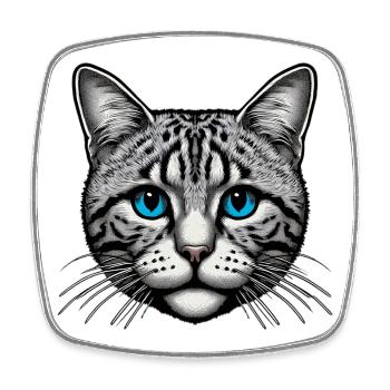 Chat - Magnet carré - blanc - Devant