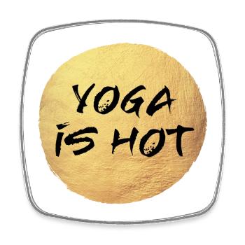 Yoga Circle hot Fan Meditation Gold deluxe Quote - Square fridge magnet - white - Front