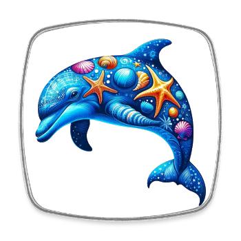 Dolphin - Square fridge magnet - white - Front