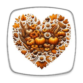 Heart filled with pumpkins and autumn leaves - Square fridge magnet - white - Front