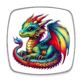 Drache - Viereckiger Kühlschrankmagnet - Weiß - Vorne