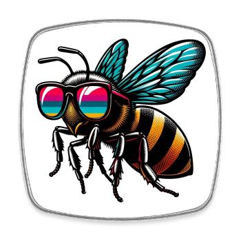 Bee - Square fridge magnet - white - Front