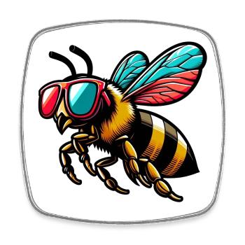 Bee - Square fridge magnet - white - Front