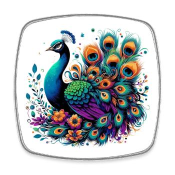 Pfau - Viereckiger Kühlschrankmagnet - Weiß - Vorne