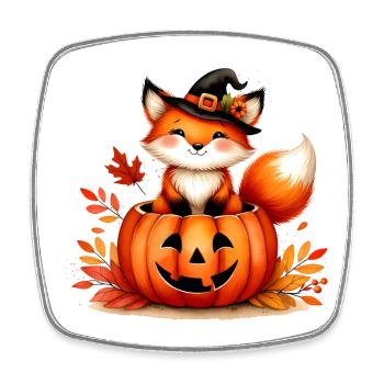 Renard d’Halloween dans la citrouille : un plaisir effrayant et sucré - Magnet carré - blanc - Devant