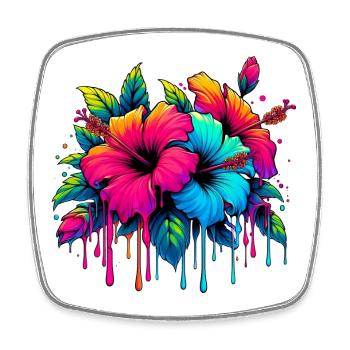 Hibiscus Flowers - Square fridge magnet - white - Front