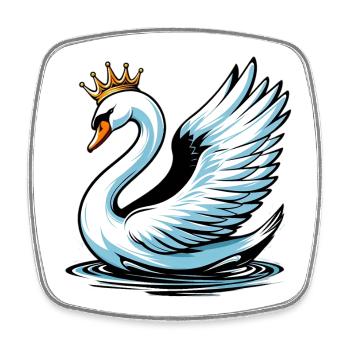 Schwan - Viereckiger Kühlschrankmagnet - Weiß - Vorne