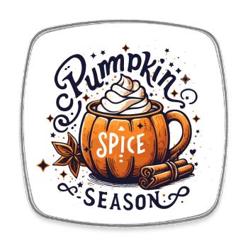Pumpkin Spice Season: Der Geschmack des Herbstes - Viereckiger Kühlschrankmagnet - Weiß - Vorne