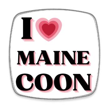 I love Maine Coon (style coeur rétro) - Magnet carré - blanc - Devant
