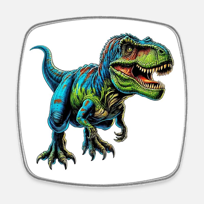 Dinosaurier - Viereckiger Kühlschrankmagnet - Weiß