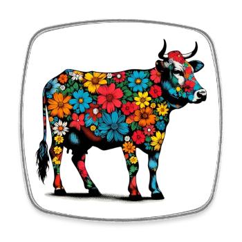Vache - Magnet carré - blanc - Devant