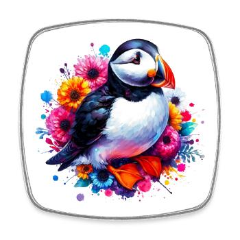 Puffin - Square fridge magnet - white - Front