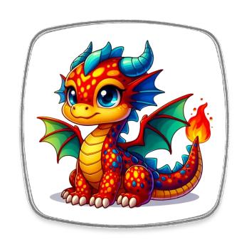 Dragon - Magnet carré - blanc - Devant