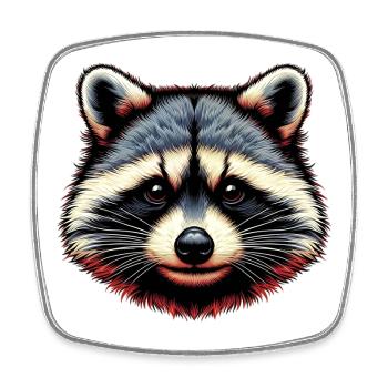 Raccoon - Square fridge magnet - white - Front