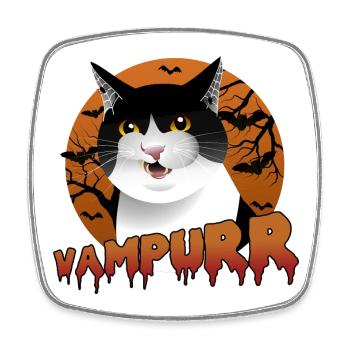 Vampurr: Die schnurrfektive Halloween-Katze mit Biss - Viereckiger Kühlschrankmagnet - Weiß - Vorne