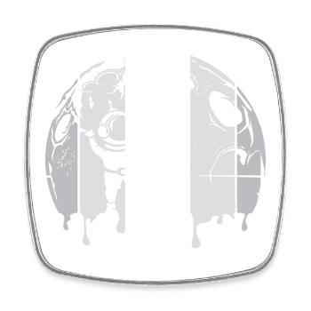 lune astronaute fusée spatiale graffiti logo rétro - Magnet carré - blanc - Devant