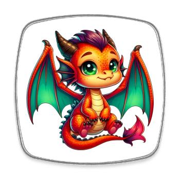 Dragon - Magnet carré - blanc - Devant