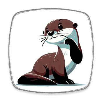 Otter - Square fridge magnet - white - Front