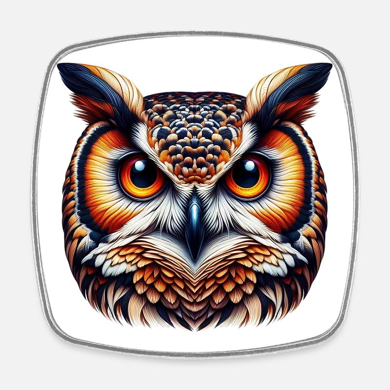 Owl - Square fridge magnet - white