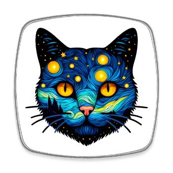 Katze - Viereckiger Kühlschrankmagnet - Weiß - Vorne