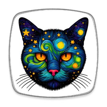 Cat - Square fridge magnet - white - Front