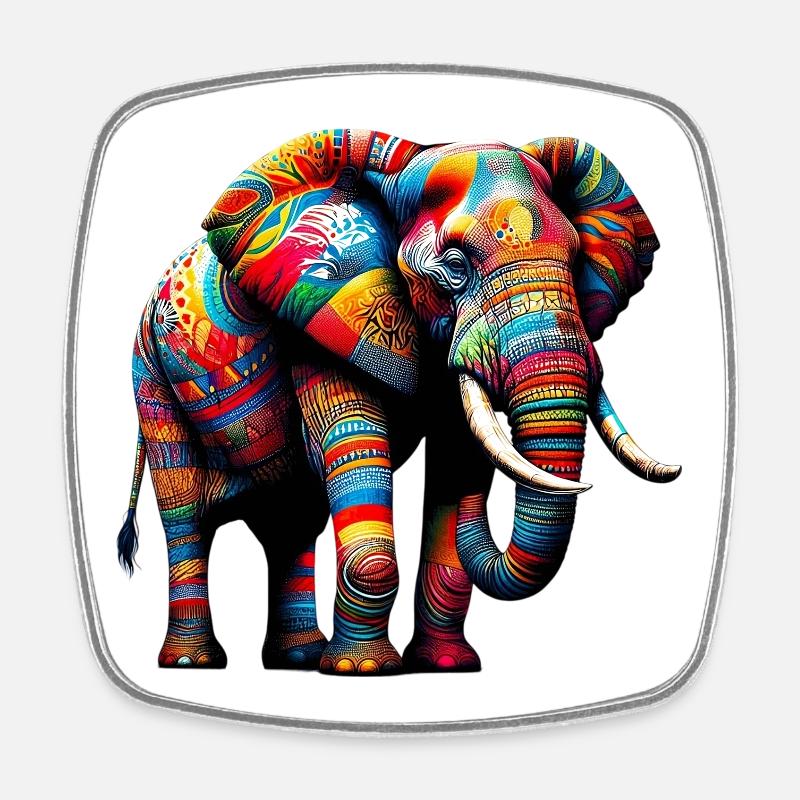 Elefant - Viereckiger Kühlschrankmagnet - Weiß