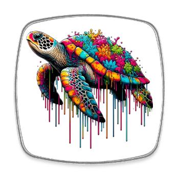 Turtle - Square fridge magnet - white - Front