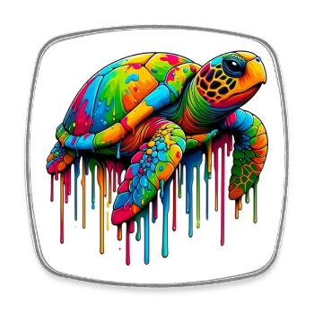 Turtle - Square fridge magnet - white - Front