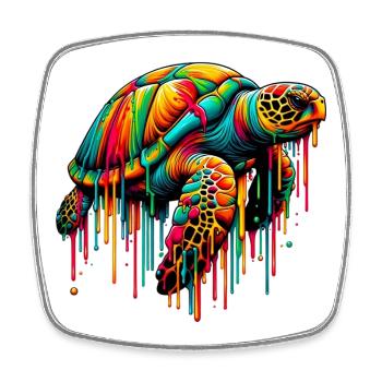 Turtle - Square fridge magnet - white - Front