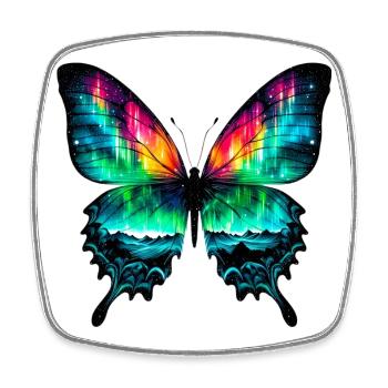 Papillon - Magnet carré - blanc - Devant
