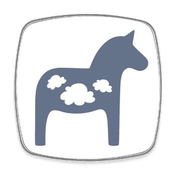 Dala Horse Clouds Scandinavian Christmas Horse - Square fridge magnet - white - Front