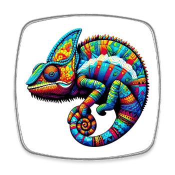 Chameleon - Square fridge magnet - white - Front