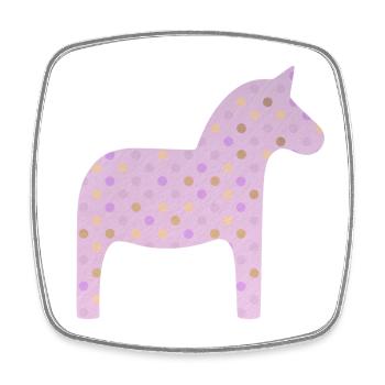 Dala Horse Pink Dots Scandinavian Sweden Decoration - Square fridge magnet - white - Front