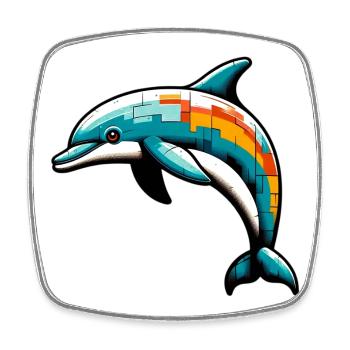 Delfin - Viereckiger Kühlschrankmagnet - Weiß - Vorne