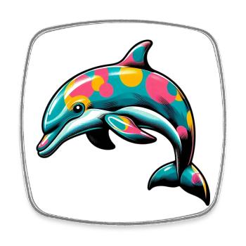 Dolphin - Square fridge magnet - white - Front